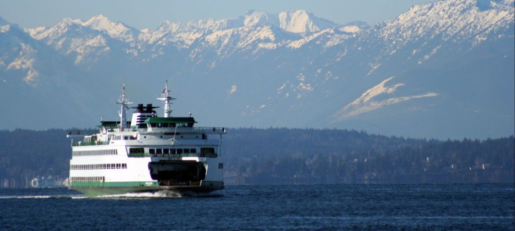 Snohomish County water landscape surrounded by mountains