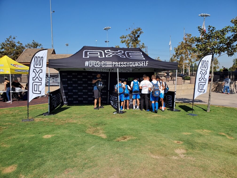 Axe sports tournament booth
